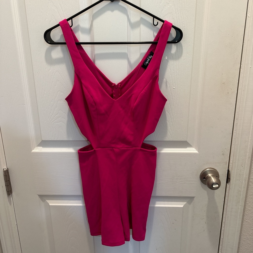 Crystal Sky Cutout V-Neck Women's Romper